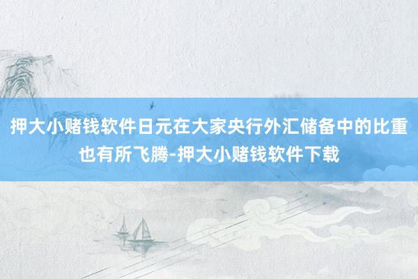 押大小赌钱软件日元在大家央行外汇储备中的比重也有所飞腾-押大小赌钱软件下载